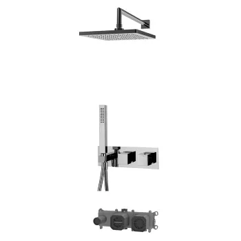 Душевая система Fima Carlo Frattini Sistemi Doccia верхний душ 25х25, с термостатическим смесителем и ручным душем, на 2 источника, хром F3989WX3QP256CR