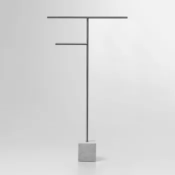 Полотенцедержатель напольный Antonio Lupi Bivio 80см., база из мрамора Carrara satinato, Satin steel finish А0002457106