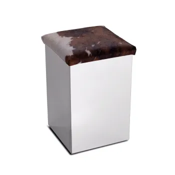 3SC Pouff Пуф корзина для белья с сиденьем из белой эко-кожи, цвет: nickel satinato opaco/белая эко-кожа