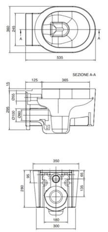 Унитаз подвесной Scarabeo Bucket 535 360 8812 10050 Scarabeo Bucket 8814 B