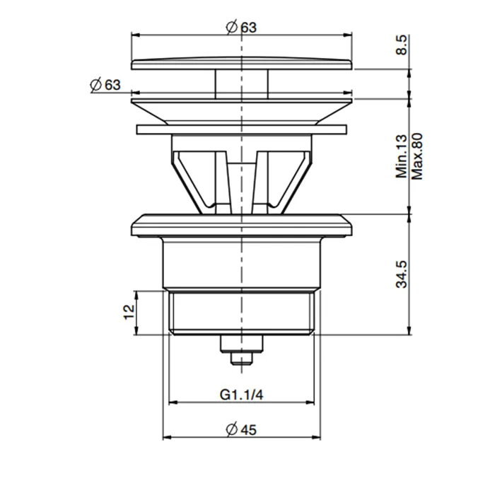 Донный клапан Fima Carlo Frattini Sottolavabo незапираемый, чёрный матовый F2678NS