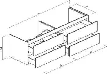 Тумба под раковину Brenta Fly 150 см подвесной дерево 4 ящика (FL260.150.75.49.W)