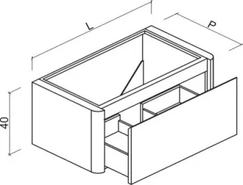 Тумба под раковину Brenta Verso 100 см подвесной глянцевый 1 ящик (VS010.100.49.G.R)