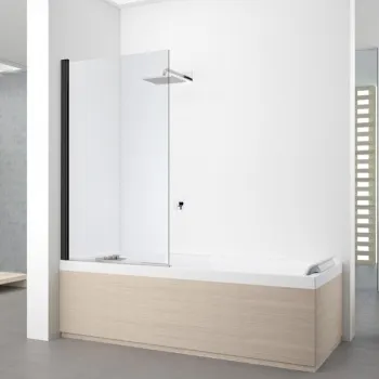 Шторка на ванну Novellini Young 85x151,6см, DX/SX, стекло прозрачное, профиль черный матовый, Y21V85-1H