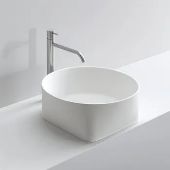 Раковина чаша Milldue AZUMA 45 из CRISTALPLANT ,44,6х16, без отв для смесителя, белый матовый 5082*0 Bianco Opaco