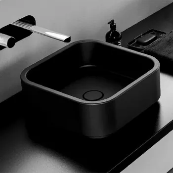 Раковина накладная квадратная Kerasan Hako 40х40хH15, черный матовый 554431