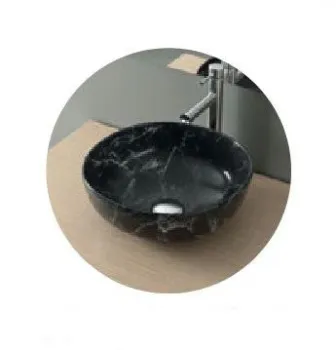 Раковина накладная Nofer круглая 400x400x145 мм SPIN 40 23595 чёрный мрамор