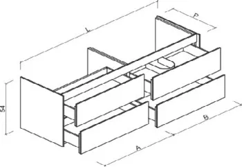 Тумба под раковину Brenta Fly 150 см подвесной дерево 4 ящика (FL270.150.75.49.W)