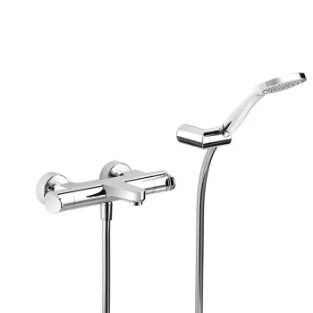 Смеситель термостатический для ванны Cisal Alma настенный, с ручной лейкой,держателем и шлангом, хром A3D2101021
