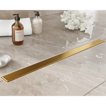 Трап душевой Plumberia Selection PS MODULAR 4x60 2устор. накладка из нерж.стали, комбинир.затвор с горизонт. Выпуском Ду 50мм,40л/мин, золото браш., PSM60OB