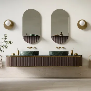 Раковина накладная из мрамора Oasis Naos 60x36x12см
без перелива с накладкой, Verde Alp 0NERK10001