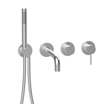 Смеситель настенный внешняя часть Almar Modular круглые розетка, с перекл. на 2-3 положения, с ручным душем и шлангом, stainless steel aisi316 E180143.316