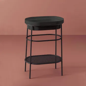 Металическая структура с раковиной Artceram FUORI SCALA 36.5x58.6хh83, без отв под смеситель, Fuori Scala ovale 59, напольная, черный матовый ACA055 17