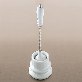 Ерш для унитаза напольный Devon&Devon Dorothy колба - керамика белая ручка ерша, золото светлое/белый 2DOR417OT