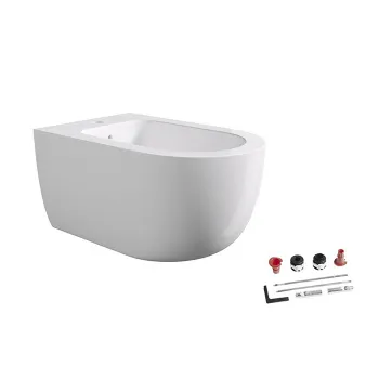 Биде подвесное Alice Unica 55х35, с набором для крепления, белый глянцевый, 32250101SET