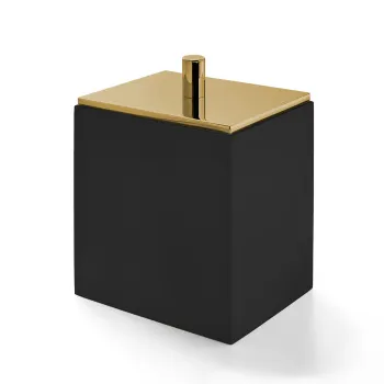 3SC BeMood Black Контейнер с крышкой настольный 10хh12,5х8 см, цвет черный/Oro24k opaco