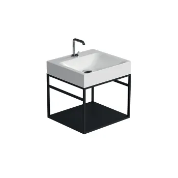 Стальная структура под раковину Kerasan Cento 50х45, подвесная, с металлической полкой, черный матовый 924731