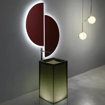 Раковина Antonio Lupi Aura 45х45х85, без отв., слив в пол, с дон. клапан, сифоном и трубой слива, Cristalmood, Oleo А0002451438