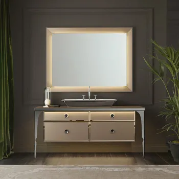 Раковина керамическая накладная Vitage Milldue Edition Majestic Nizza 68 68х48хh12, без перелива c 3отв., белый-внутри/платина-снаружи 9860.80/platino*3