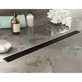 Трап душевой Plumberia Selection PS MODULAR 4x80 2устор. накладка из нерж.стали, комбинир.затвор с горизонт. Выпуском Ду 50мм,40л/мин, черн.матов., PSM80NO