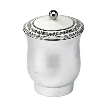 Китайская лакированная коробка с белой керамической крышкой THG Marquise Blanc Decor Platine A7G-A02-4621 серебро