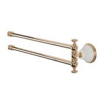 Вращающийся полотенцедержатель двойной Tw Harmony 013 49см, белый/золото TWHA013bi/oro