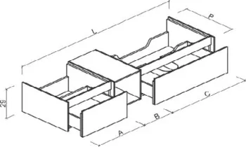 Тумба под раковину Brenta Fly 130 см подвесной дерево 3 ящика с полкой (FL470.130.60.49.W)