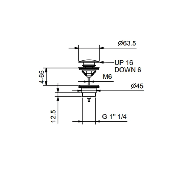 Донный клапан для раковины Fantini нажимной, с механизмом ''Push-Open'', черный матовый 91 13 8434