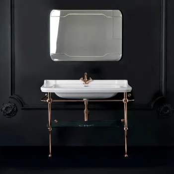 Раковина керамическая Kerasan Waldorf 120х55, c 1 отверстием под смеситель, белая, заглушка хром 4144K1bi/cr*1