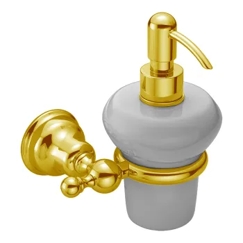 Дозатор подвесной керамический Cisal Arcana белый/золото AR09062024