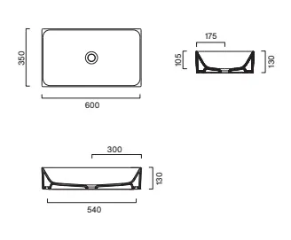 Раковина 60×35 h13 Catalano Premium накладная Tortora satinato 0222600032