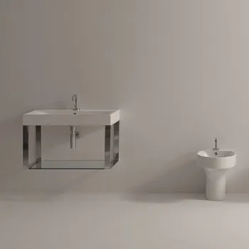 Металлическая структура подвесная со стеклянной полкой Kerasan Cento 80x45, хром, упаковка-2 коробки 9126K1cr