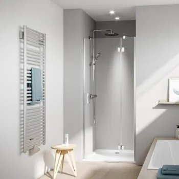 Дверь в нишу Kermi Liga c непод.сегментом LI SFR 900x2000, глянцевое серебро+прозрачное стекло с Kermiclean, LI SFR 09020 VPK