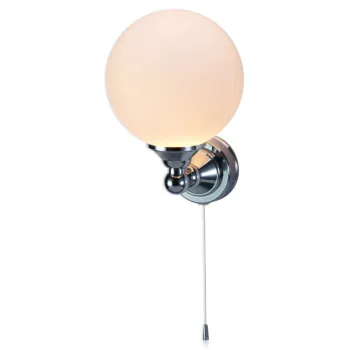 Светильник одинарный, круглый, со шнуровым выключателем, класс защиты IP44 хром, BURLINGTON T5