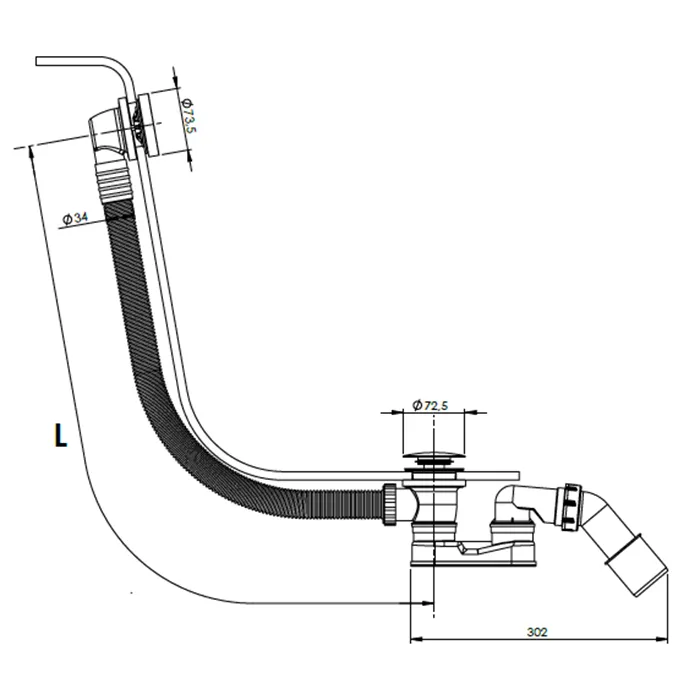 Слив-перелив для ванны Almar, хром E096003.CR