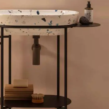 Консоль напольная Globo Ring 65x42х84,5 см, без отв. под смеситель, с полотенцедержателем, черный матовый OP002RAR