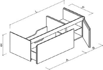 Тумба под раковину Brenta Fly 130 см подвесной дерево 2 ящика с дверкой (FL080.130.90.49.W)