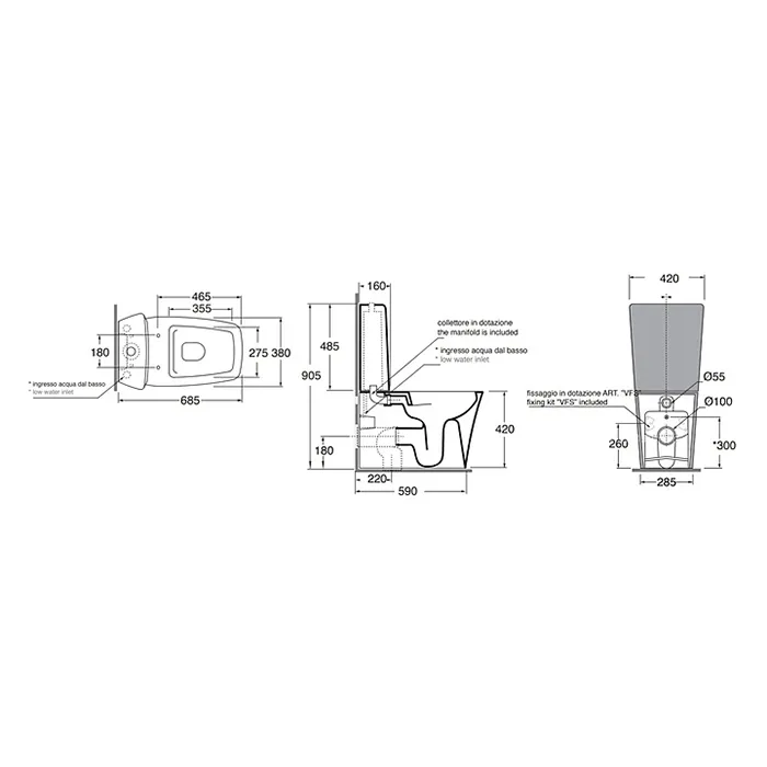 Бачок для унитаза моноблок с механизмом смыва Azzurra Hera, белый HECKMB000000BI