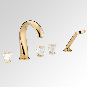 Смеситель на борт ванны THG Petale De Cristal Clair Lisere Dore U6E-F01-1132SG полированное золото