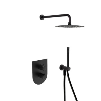 Смеситель для душа Ramonsoler Tzar встраиваемый термостатический с тропическим и ручным душем чёрный K3487011NM