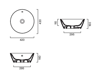 Раковина Ø42 h16 Catalano Italy накладная Bianco lucido 0723420001