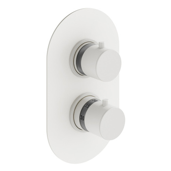 Смеситель термостат встраиваемый для душа Plumberia Selection Ixo 3 вых. в к-те со встраив.частью, накл. овальная из нерж.стали, белый матов., XOT5050BO
