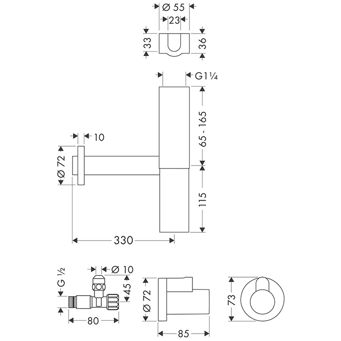 Axor Flowstar Набор с сифоном, цвет: хром 51304000