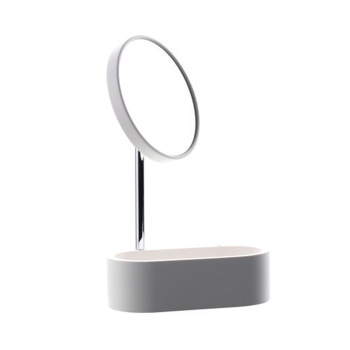 Косметическое зеркало с контейнером из композита Bertocci Easy, белый матовый/хром 13009340000