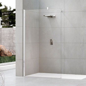 Душевое ограждение Novellini Kuadra H 970-1000х2050, с свободным входом, с настенным кронштейном, стекло прозрачное, профиль белый матовый, KUADH100-1U