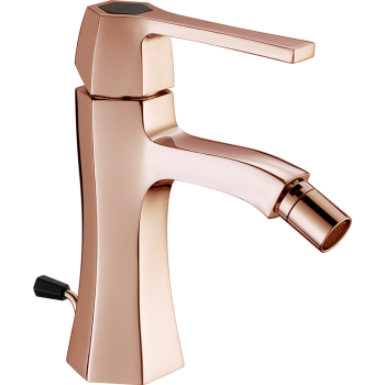 Смеситель для биде Cisal Cherie однорычажный, на 1 отверстие с донным клапаном, золото розовое/черный матовый CH0005547E