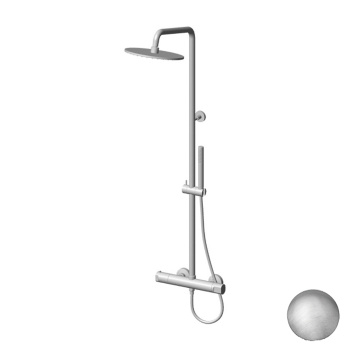Комплект для душа Gattoni Circle Two термостатический еситель, душевая стойка, душевая лейка 250, ручной душ, nickel spazzolato KIT/TS60NS