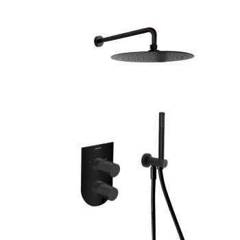 Смеситель для душа Ramonsoler Tzar встраиваемый с тропическим и ручным душем черный K3415021NM