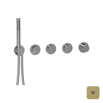 Внешняя часть термостатического смесителя с переключателем Almar на 3 положения с модулем ручного душа, high brass brushed pvd E180434.HB