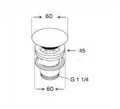 Донный клапан универсальный 1”1/4 с керамической крышкой GSG Ceramic Design PILTONUNIAR000 белый глянцевый